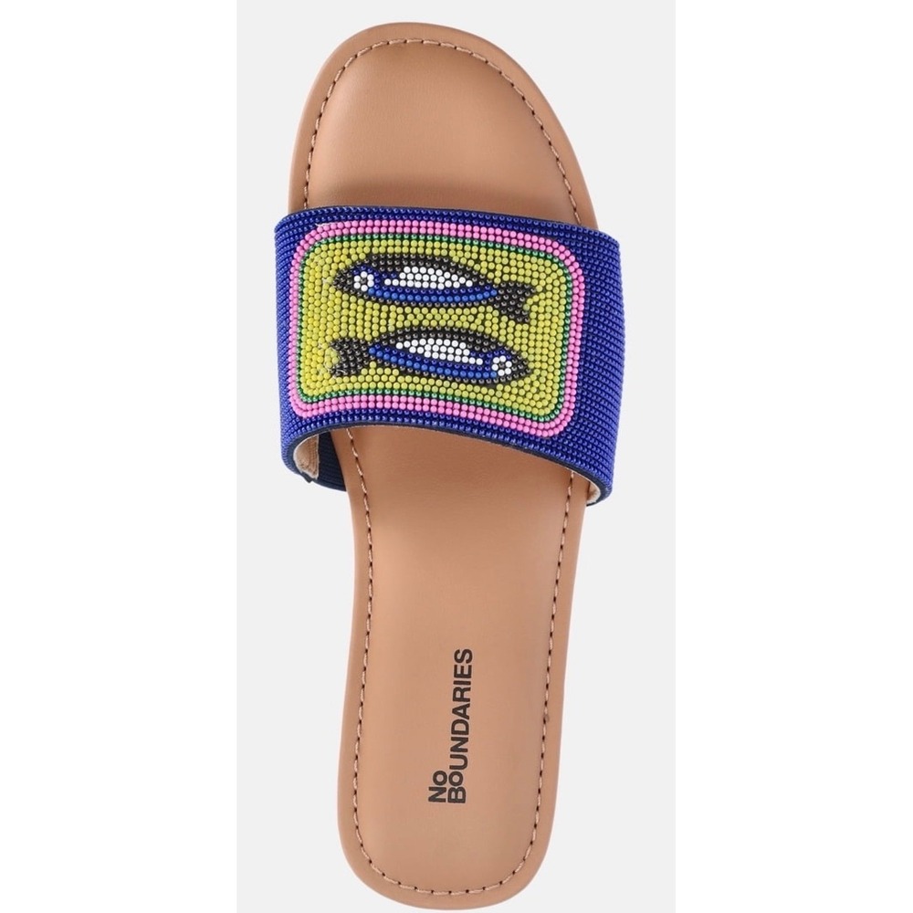 Beaded Fish Slide Sandals Fun Coastal Boho Beachy Resort NWOT No Boundaries: 6